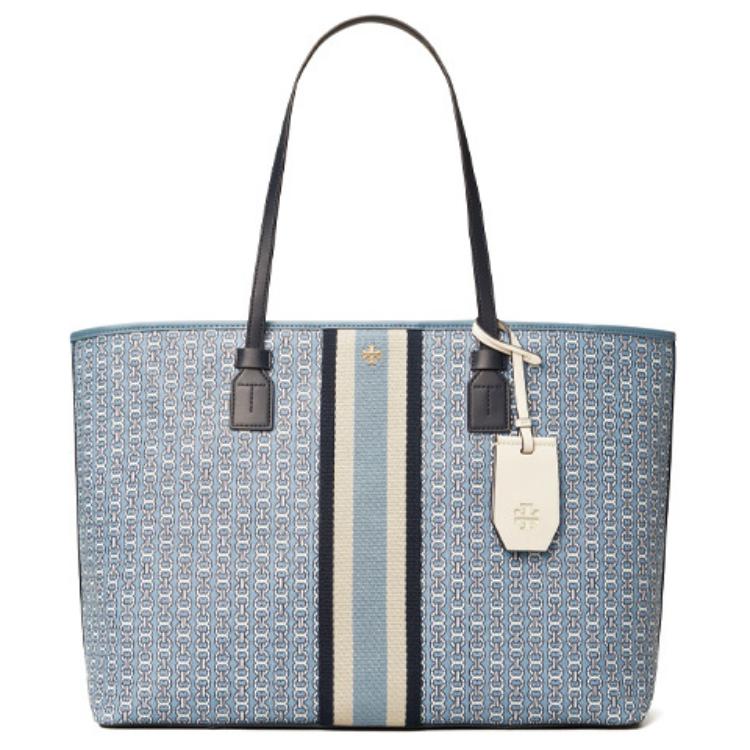 

TORY BURCH Сумка-шоппер Gemini Link холщовая большая женская голубая