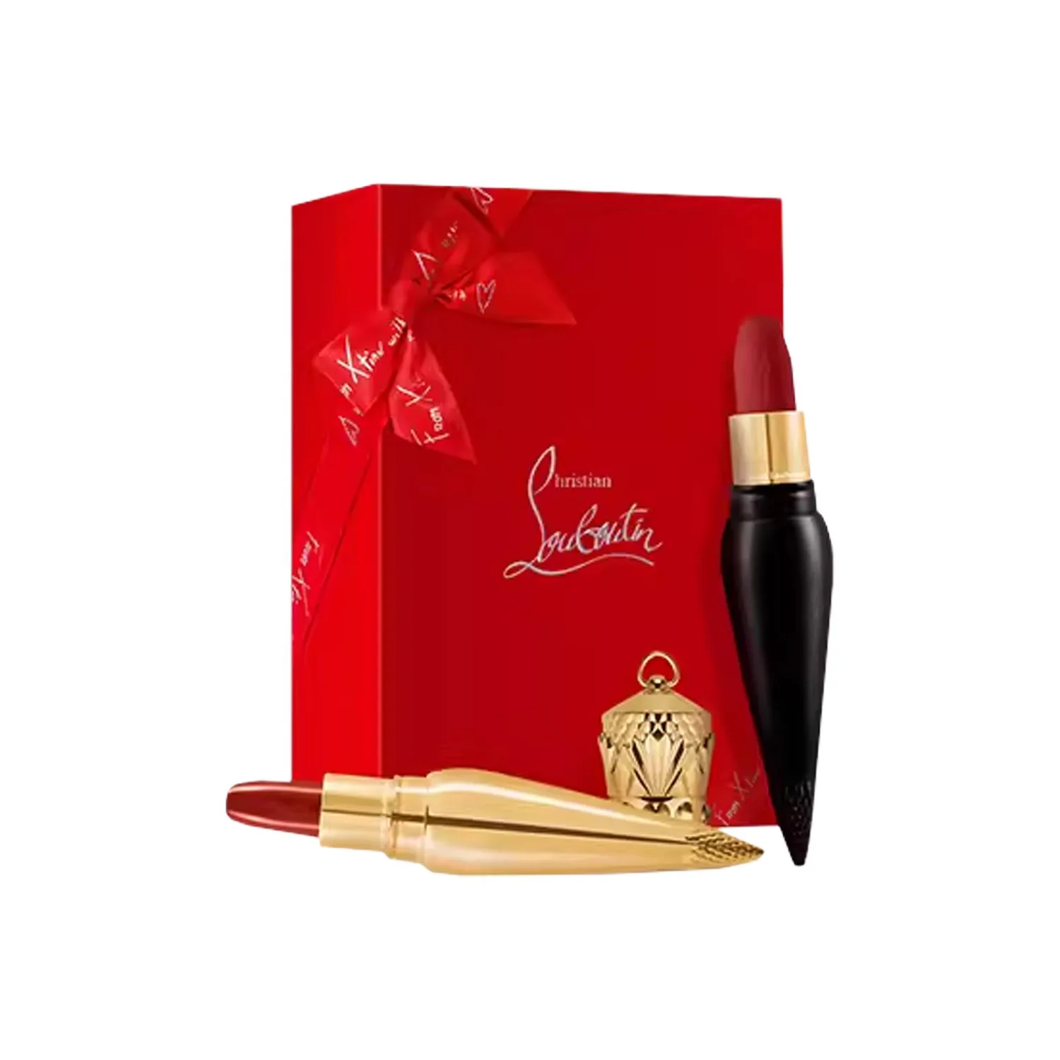 Christian Louboutin Набор CL Queen Scepter: карандаш для губ и бальзам для губ матовые, Hydrating Golden Tube #515 Black Tea Elegance+Soft Matte Black Tube #318M Beauty Rose
