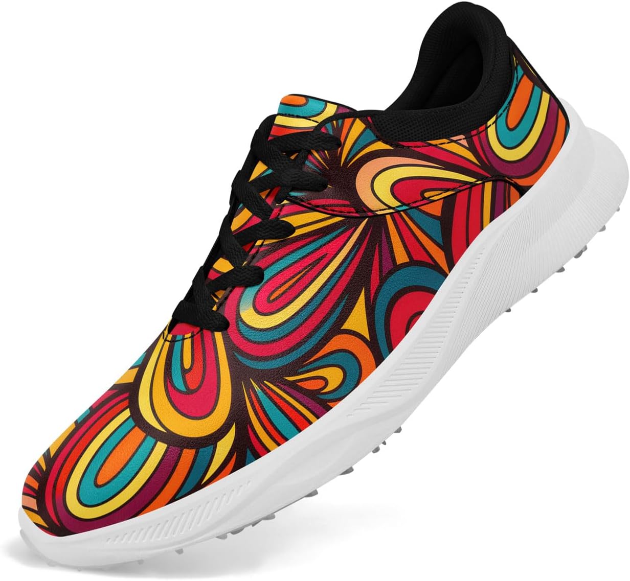 

Мужские и женские модные гольф-туфли с принтом мандалы, яркие, дышащие, без шипов, стильные, удобные, на шнуровке, кроссовки для гольфа Coolcustomize, белый/черный/красный/синий/оранжевый