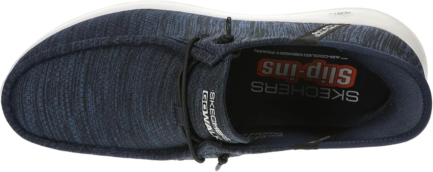 Мужские слипоны Skechers GoWalk Max - спортивные повседневные прогулочные туфли | Амортизирующая стелька с охлаждающей воздухом памятью формы, темно-синий — фото 4