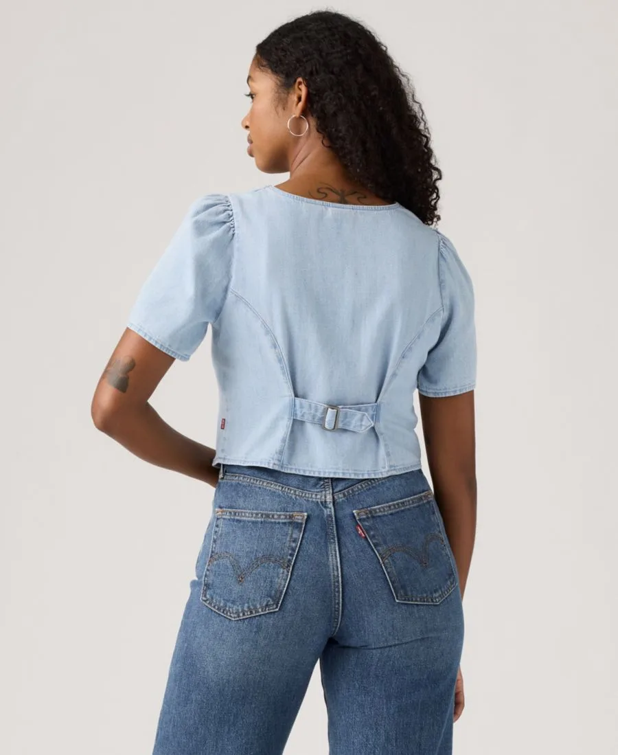 Женская хлопковая джинсовая блузка Moxie с коротким рукавом Levi's, Soft As Butter 3 — фото 3