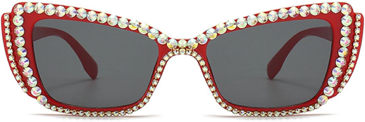 

Модные солнцезащитные очки «кошачий глаз» со стразами, винтажные очки в виде бабочки с бриллиантами, блестящие солнцезащитные очки для женщин и девушек для вечеринок mincl, Red