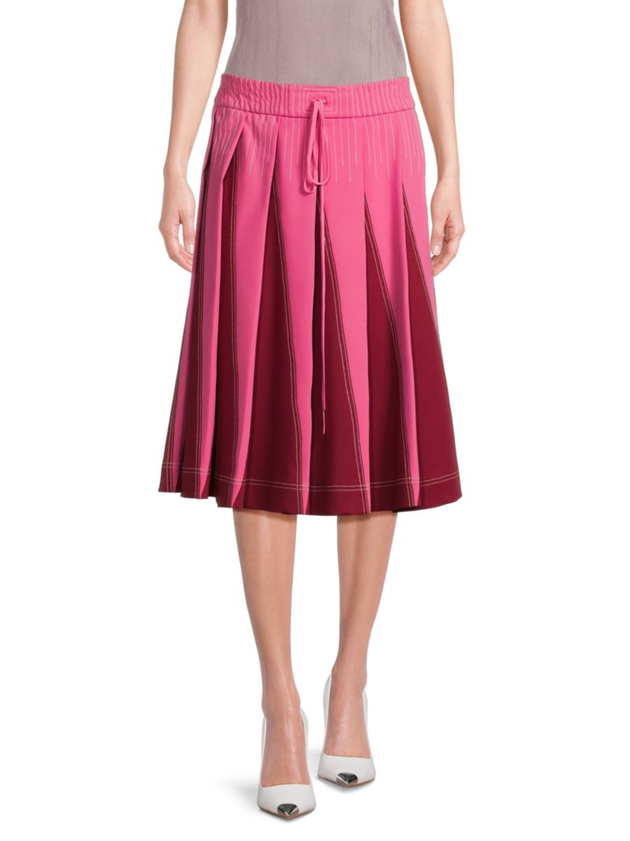 

Юбка миди из плиссированного смесового шелка Valentino, цвет Shadow Pink