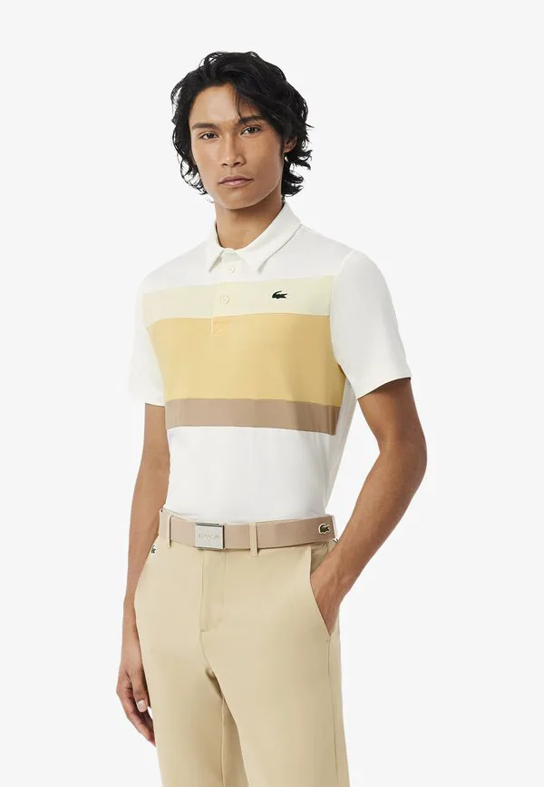 Рубашка поло Lacoste, полосатая, бежево-желтый