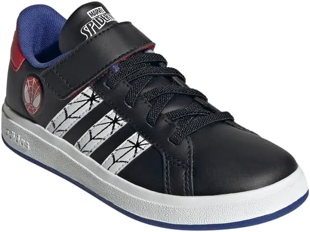 Кроссовки для мальчиков Adidas Kids Grand Court Spider Man слипоны повседневные - черные, черный/белый/синий — фото 2