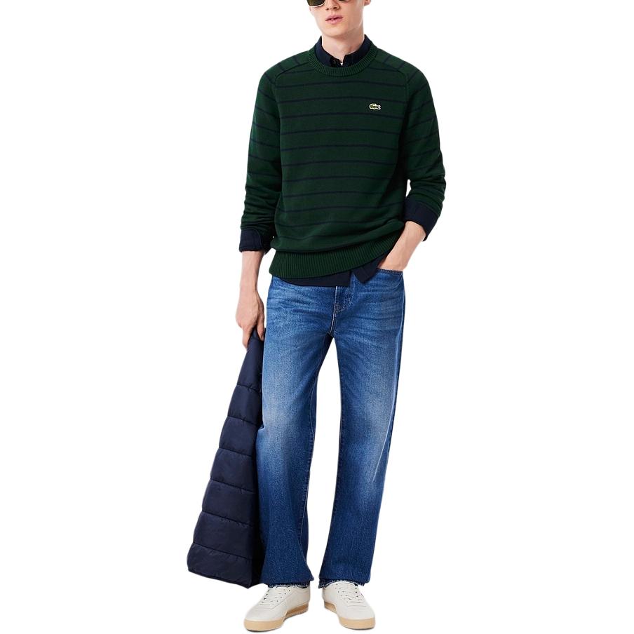 Джемпер из хлопка в полоску с нашивкой с логотипом LACOSTE, зеленый — фото 4