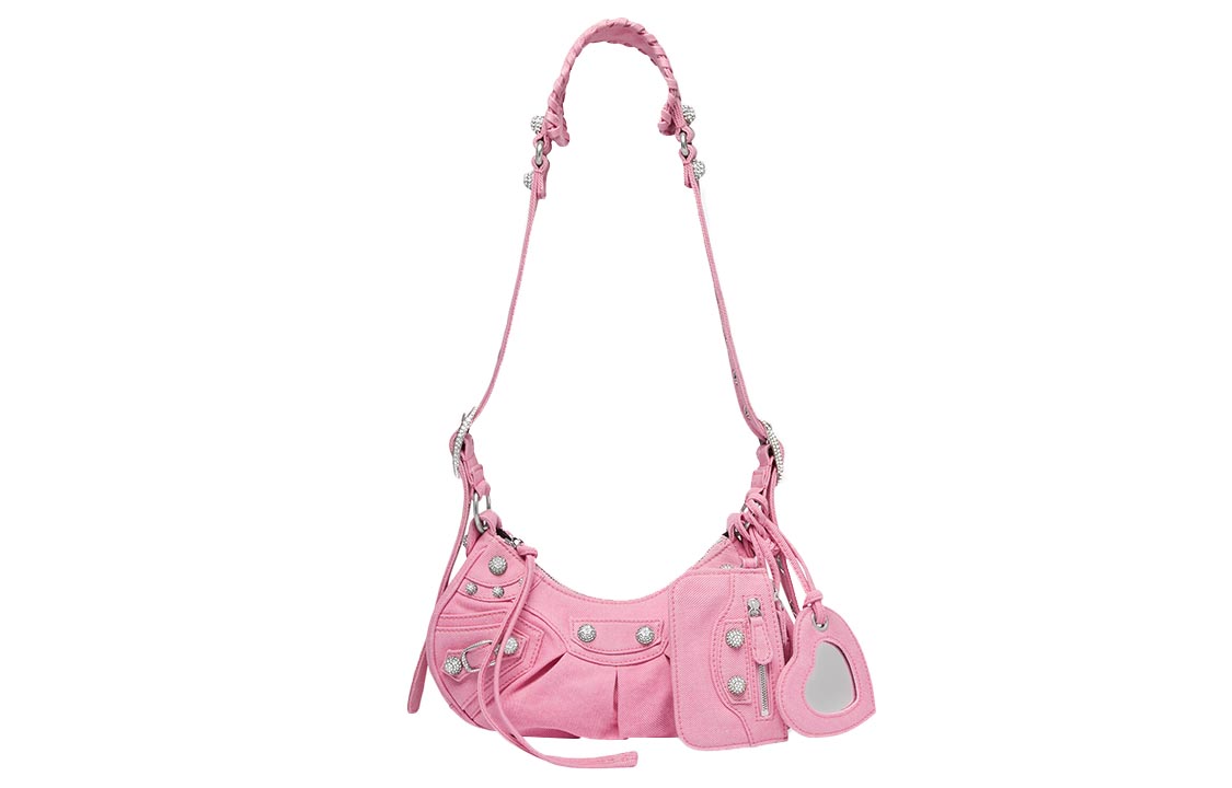 

Le Cagole Джинсовая Мини Сумка Через Плечо Женская Розовая Balenciaga