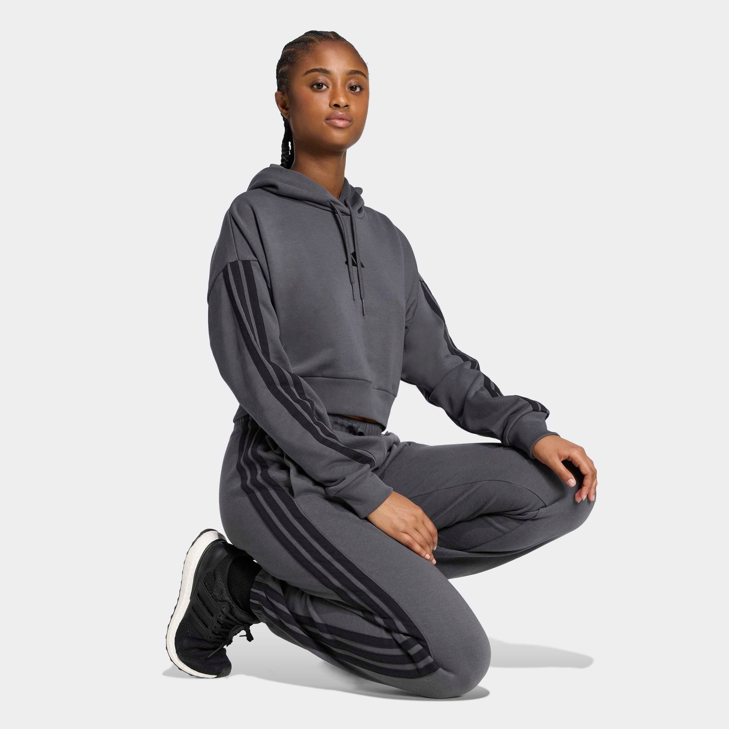 Adidas Sportswear Узкие спортивные штаны 'Essentials' в темно-сером цвете