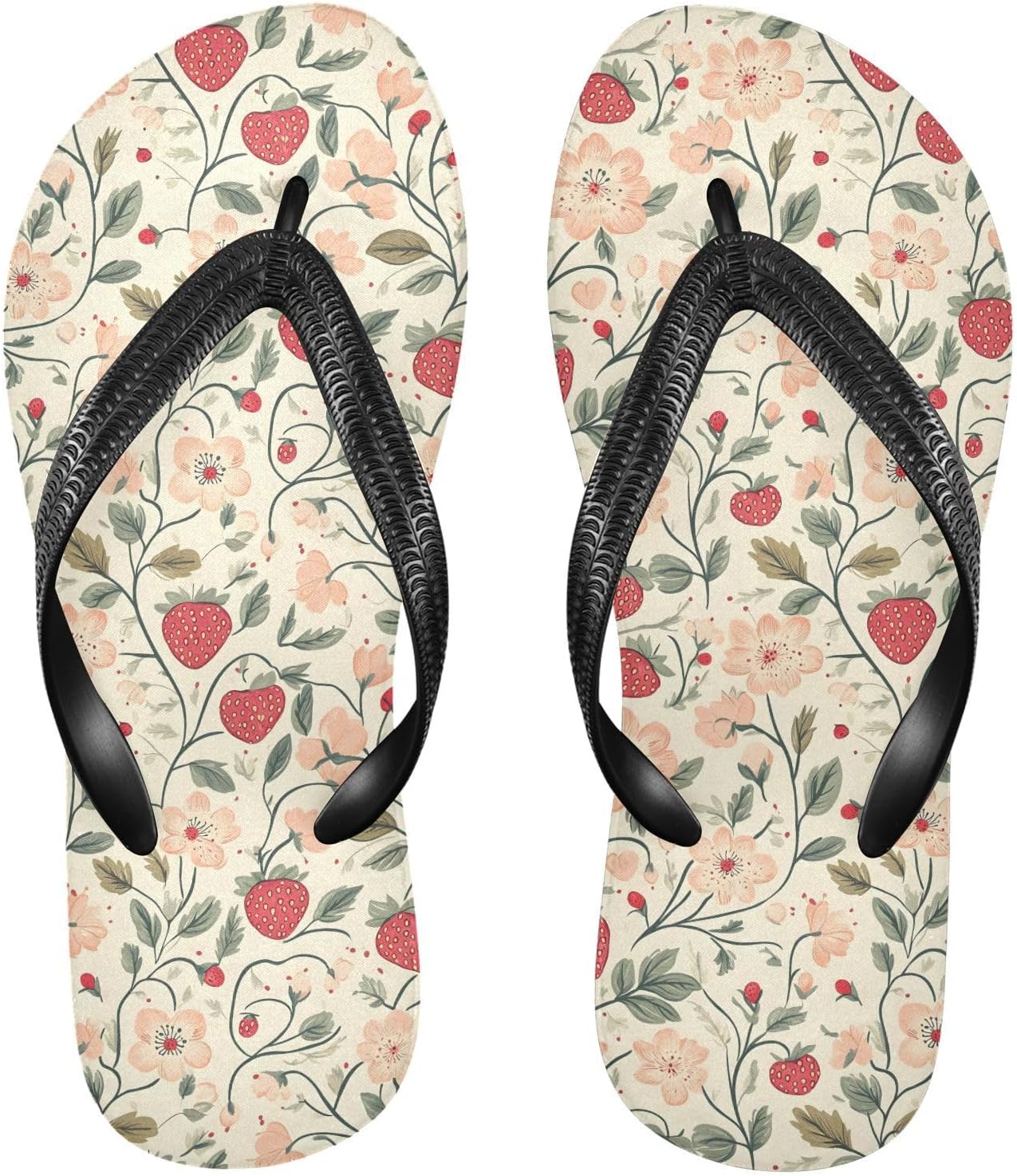 

Женские и мужские пляжные шлепанцы с клубничными цветами для лета и повседневного ношения, тапочки для душа 20861524 Kfbe, Strawberry