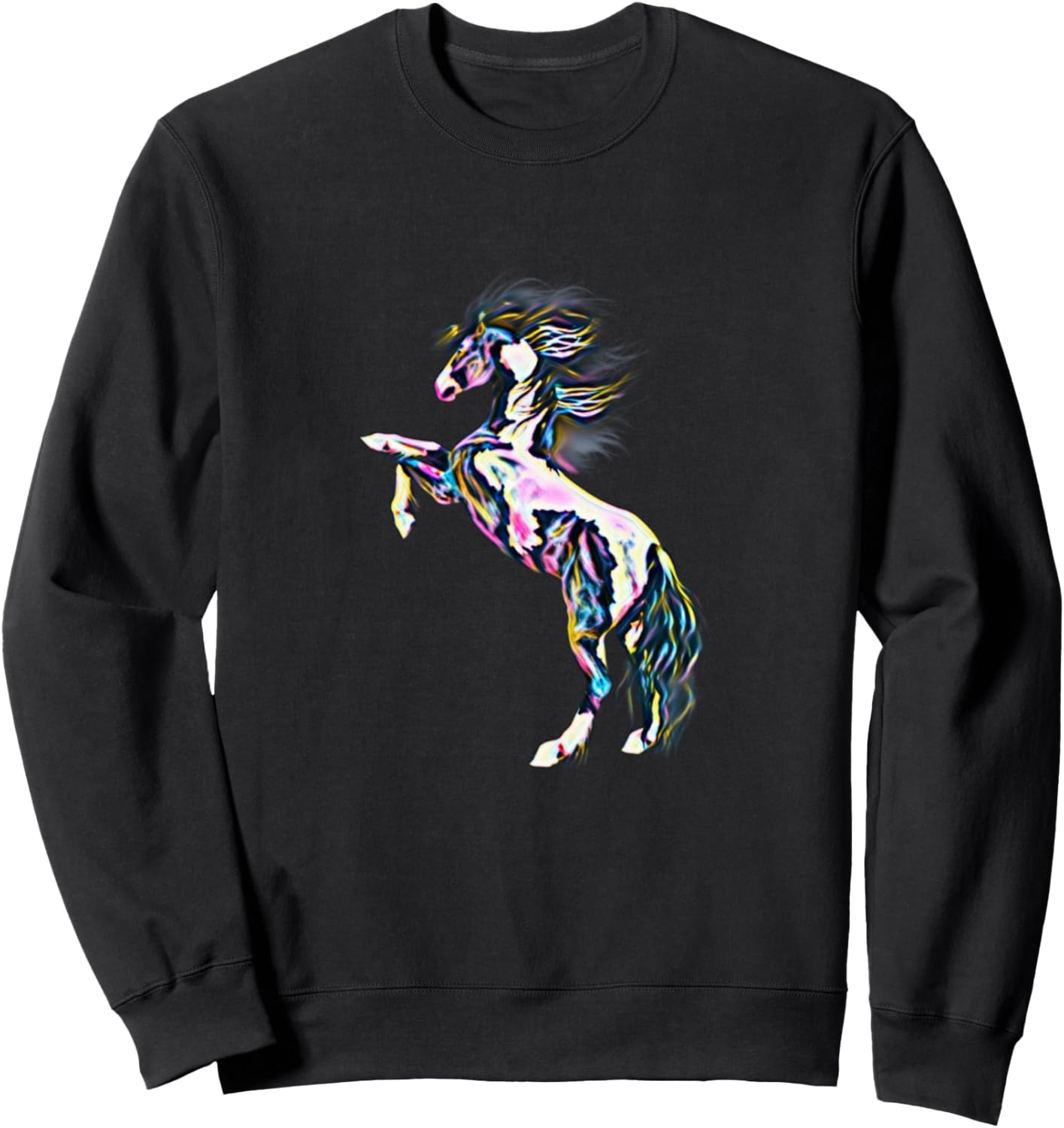 

Толстовка для верховой езды с изображением жеребца и разноцветной гривы, черная Stallion Horse Equestrian Sports Gift - Christmas Birthday