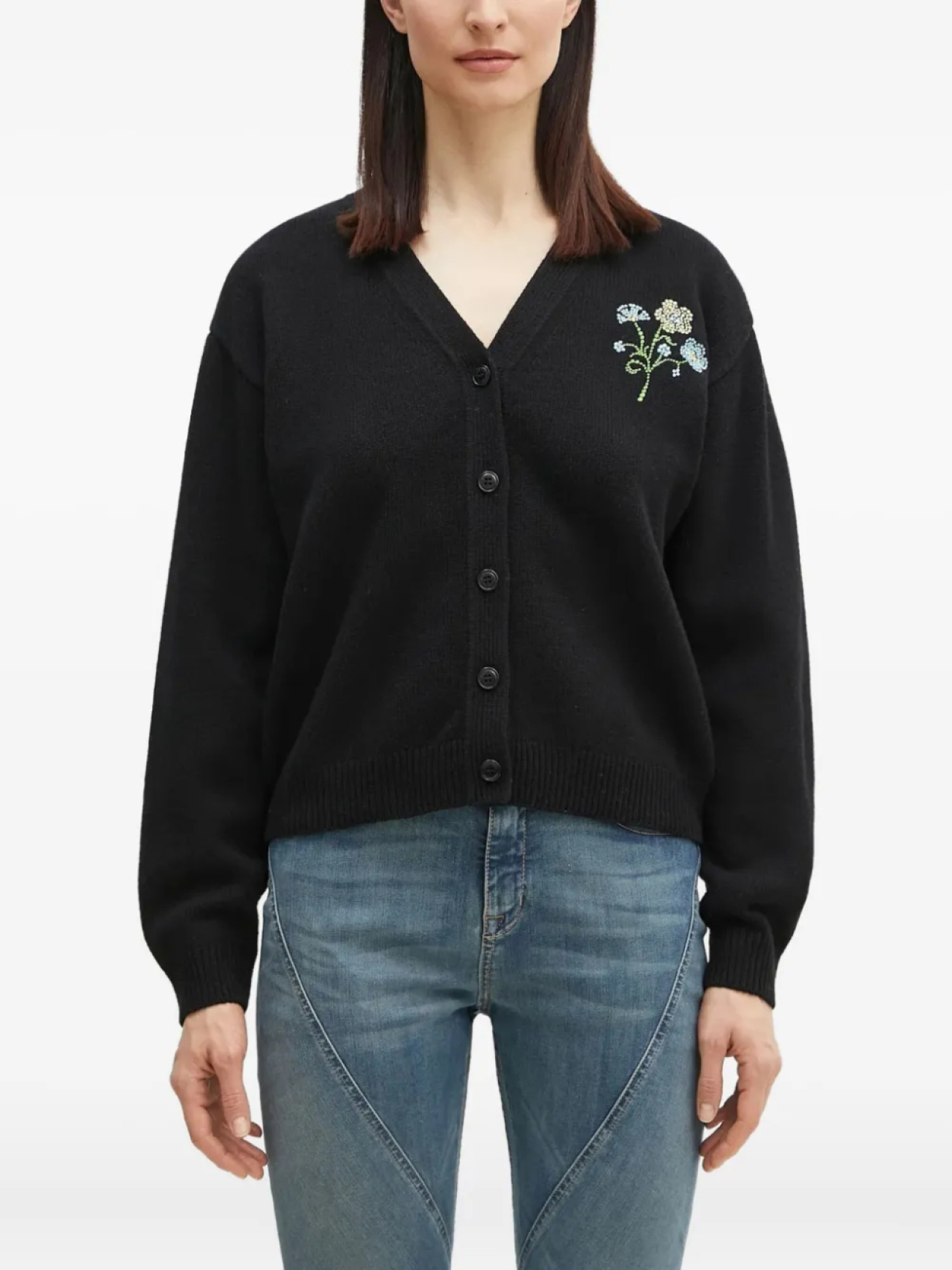 

Кардиган Kenzo с цветочной вышивкой, черный