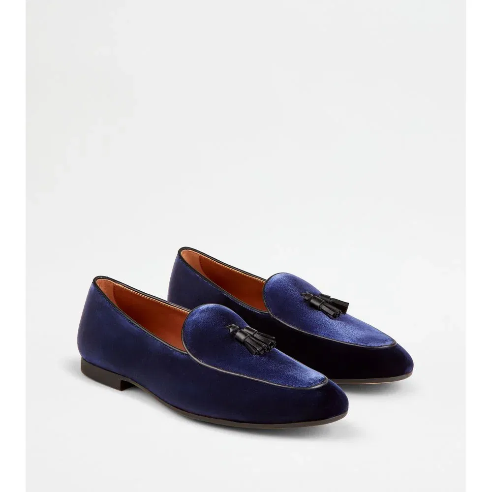 Лоферы с бархатными кисточками TOD's, синий; черный — фото 2