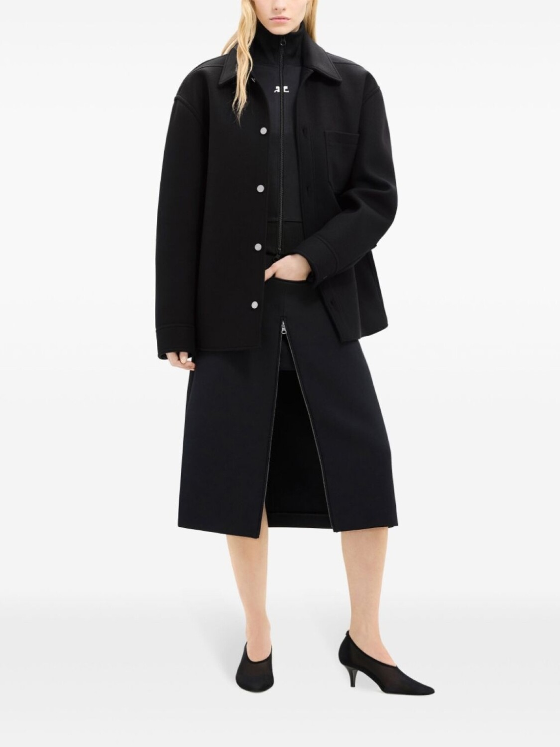 

Courrèges рубашка из смесовой шерсти, черный