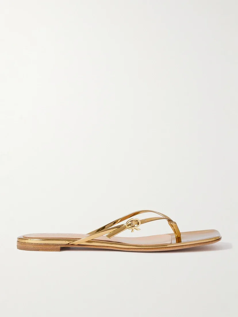 Сандалии из зеркальной кожи Gianvito Rossi, золотой