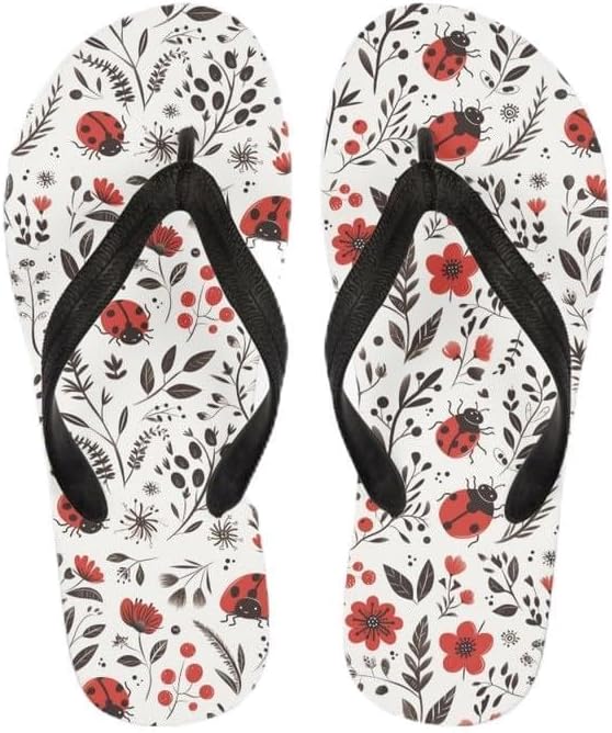 

Женские пляжные шлепанцы Semiouray с морской волной, милые ортопедические шлепанцы с лотосом, легкие плоские сандалии для дома и улицы на лето, Cute Ladybug Floral