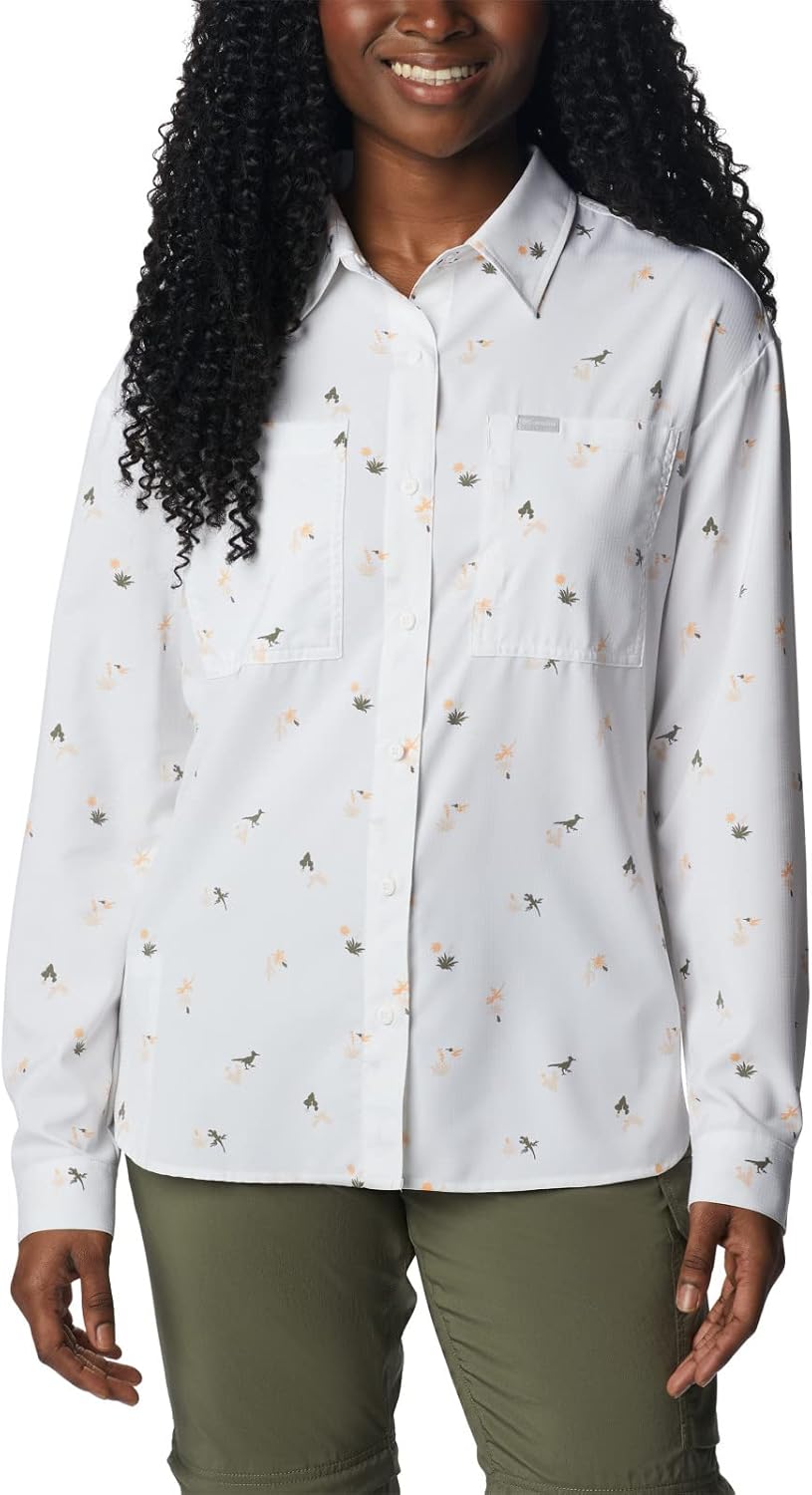 

Футболка Columbia Womens Silver Ridge Utility Long Sleeve Shirt, White/Baja Blitz