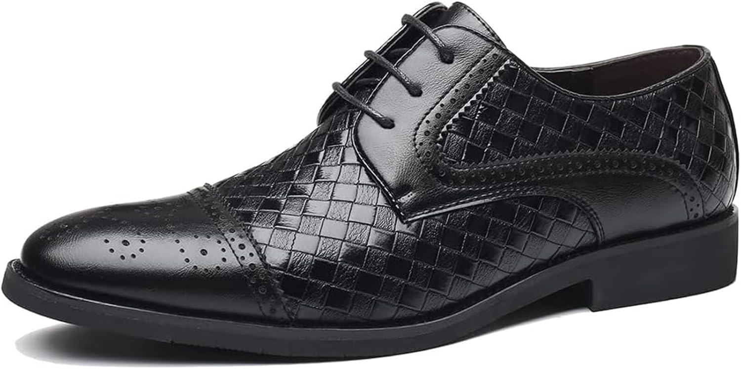 

Мужские повседневные туфли Классические броги с крыльями на шнуровке Современные формальные кожаные оксфорды Xinduoyu, черный