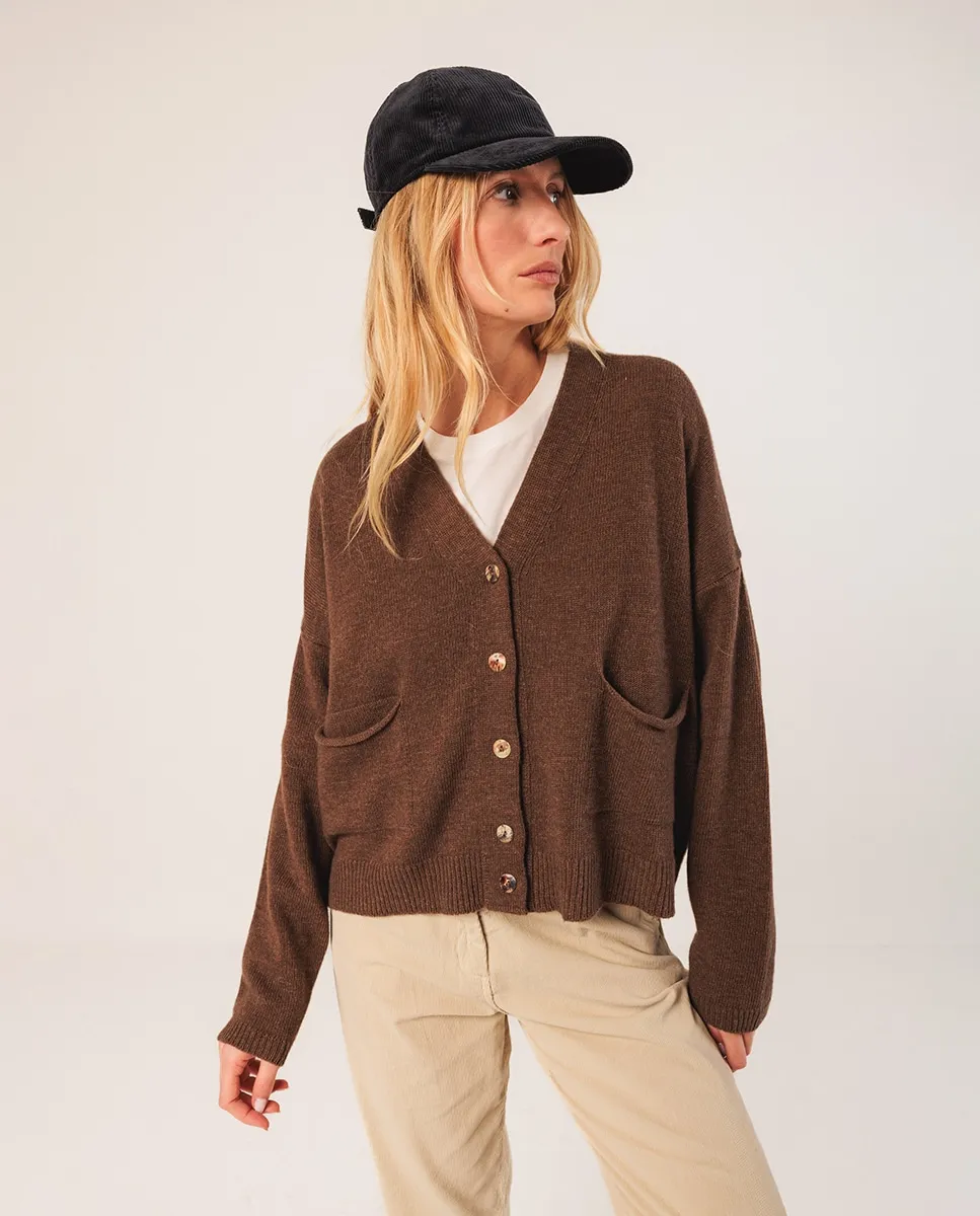 

Женская куртка с длинным рукавом и V-образным вырезом Indi & Cold, серо-коричневый