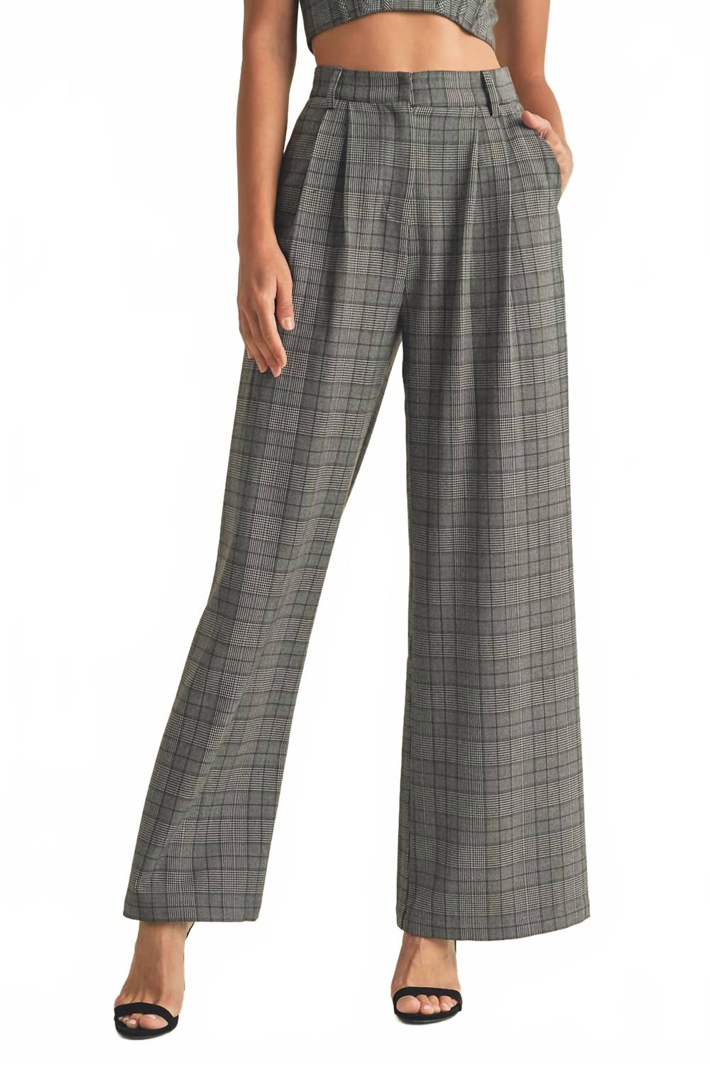 

ENDLESS BLU. Клетчатые классические брюки серого цвета