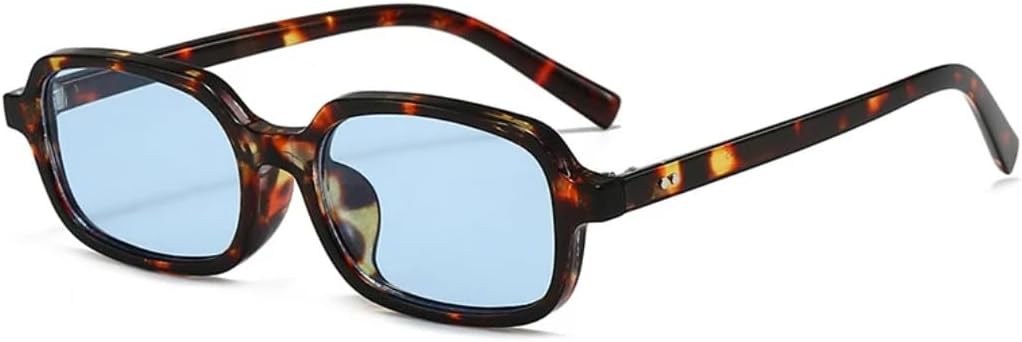 

Женские солнцезащитные очки прямоугольной формы, модные, конфетные оттенки, защита от УФ-излучения UV400, ретро, ​​мужские, трендовые, с заклепками, прозрачная оправа UATXTAU, Leopard Blue