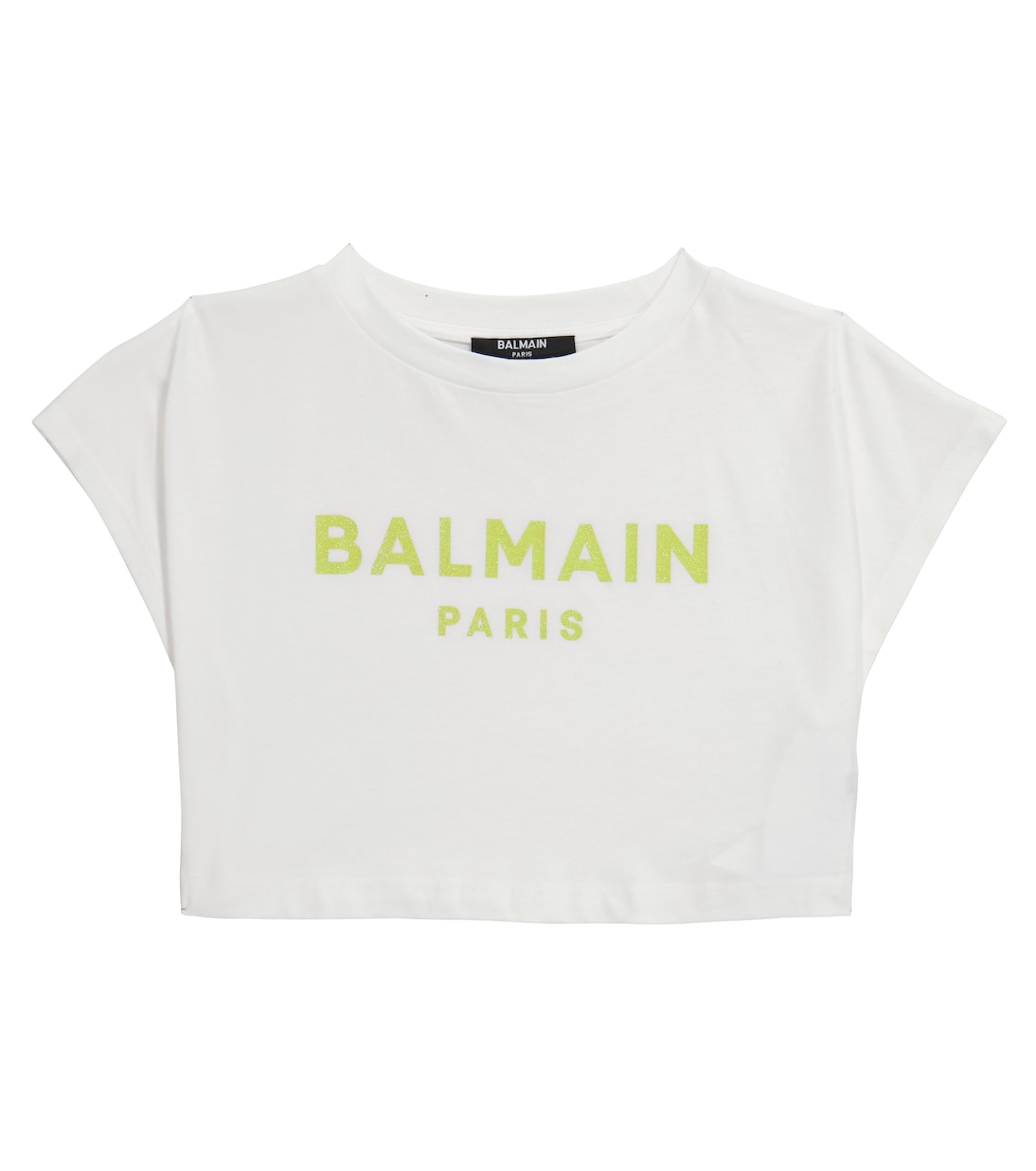 

Укороченный хлопковый топ с логотипом Balmain Kids, Bianco