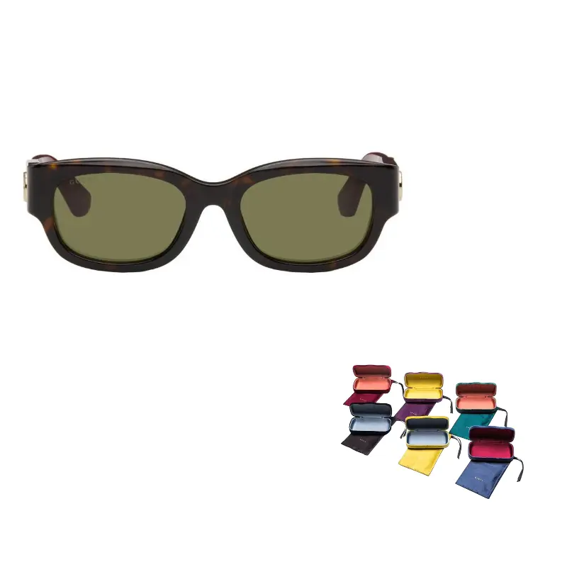 

GUCCI Ацетатные прямоугольные солнцезащитные очки мужские в черепаховом цвете, Tortoiseshell