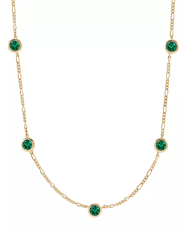 

Ожерелье-Воротник с выращенными в лаборатории изумрудами (1-1/5 карата) из стерлингового серебра с 14-каратным золотом, длина 16 дюймов + удлинитель 2 дюйма Macy'S, emerald