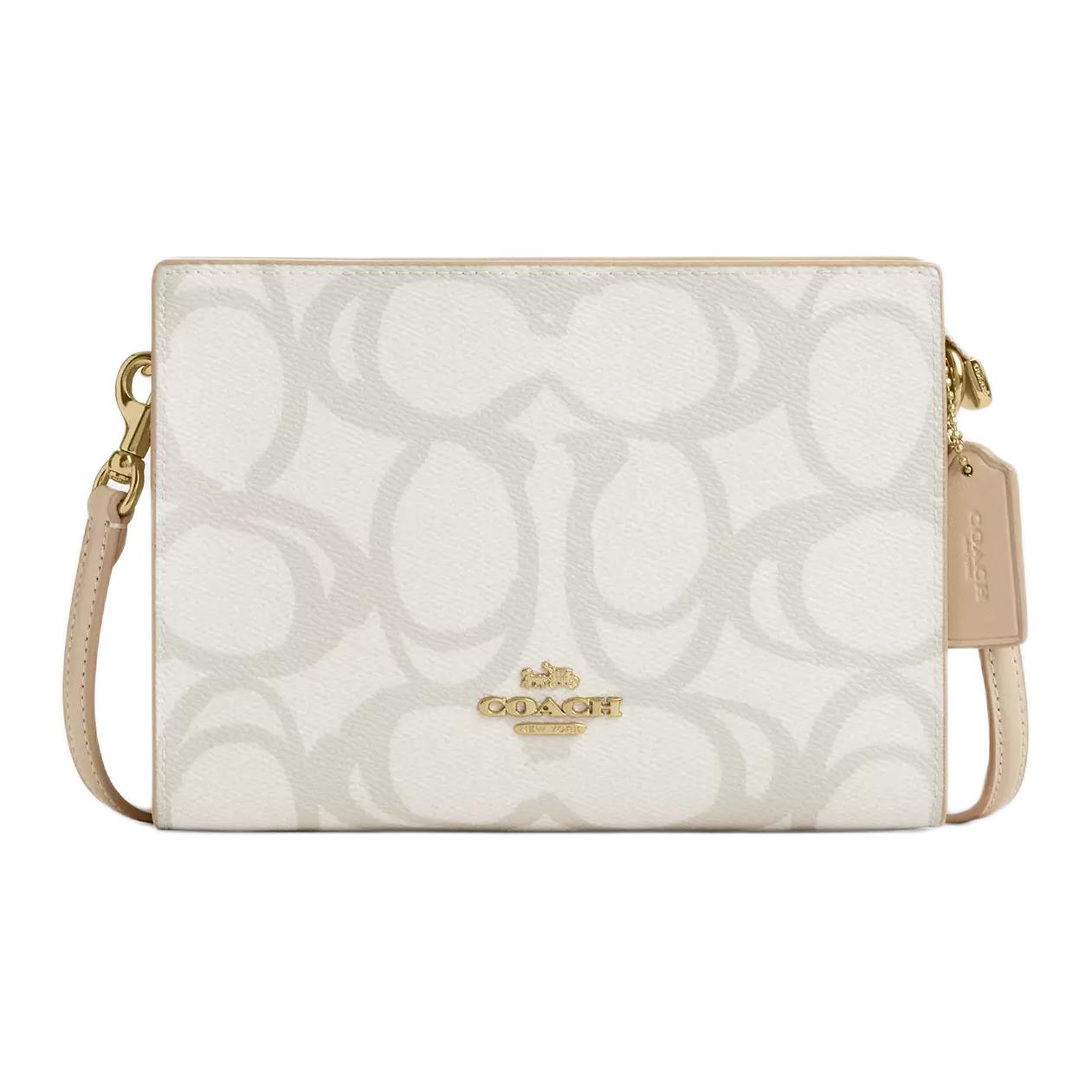 

COACH Сумка через плечо CanvasSignature Coated Canvas, маленькая женская сумка-кроссбоди ivory