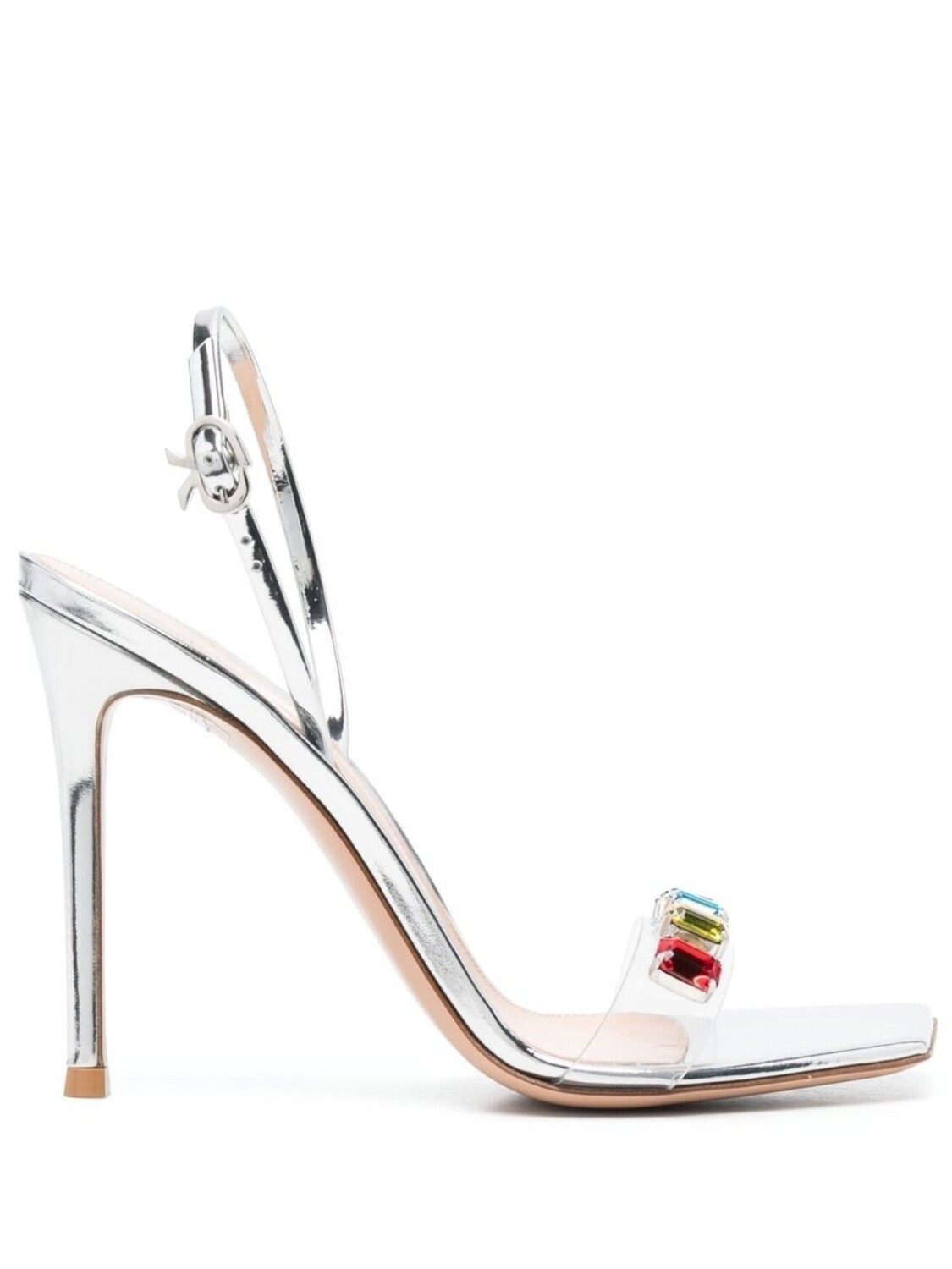 Gianvito Rossi босоножки Ribbon 100 с кристаллами, серый