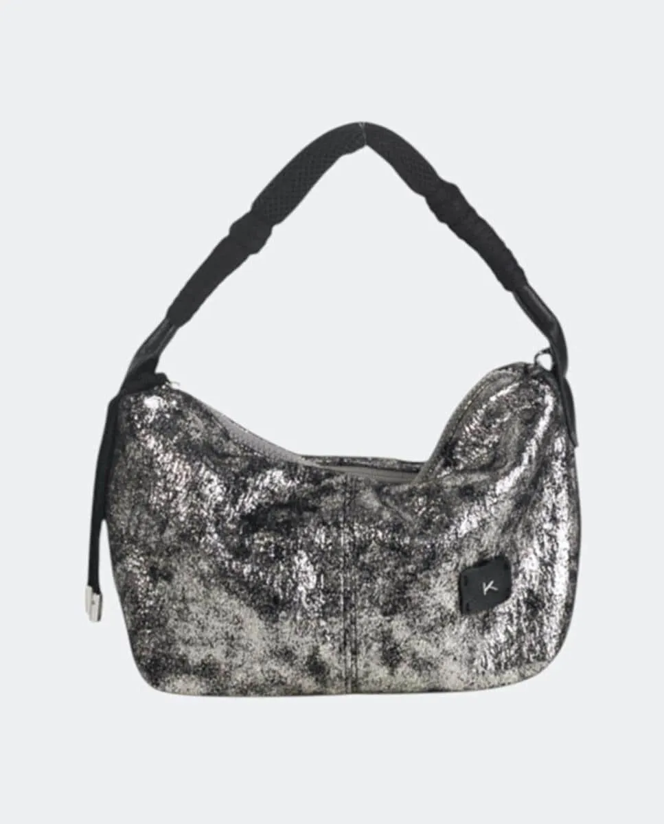

Сумка через плечо с металлическим эффектом и двумя ручками Kbas, серебряный
