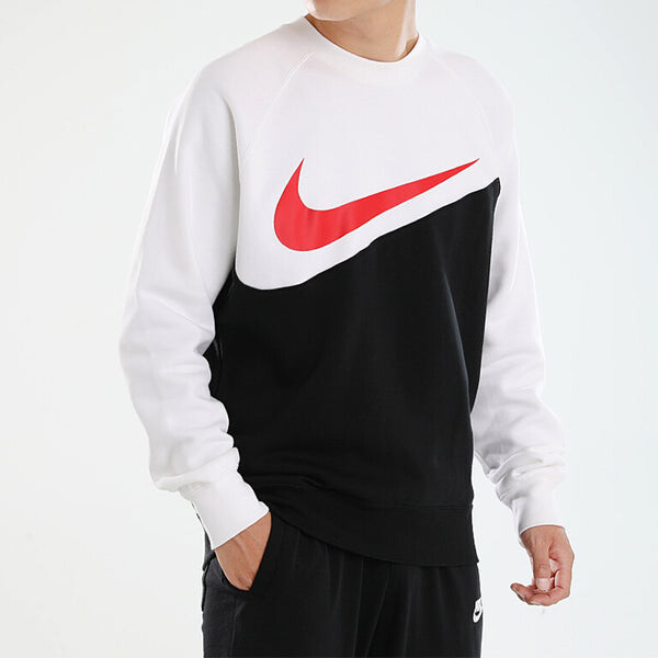 Толстовка Nike Sportswear Swoosh Casual Round Neck Pullover Sports Black White, белый — фото 3