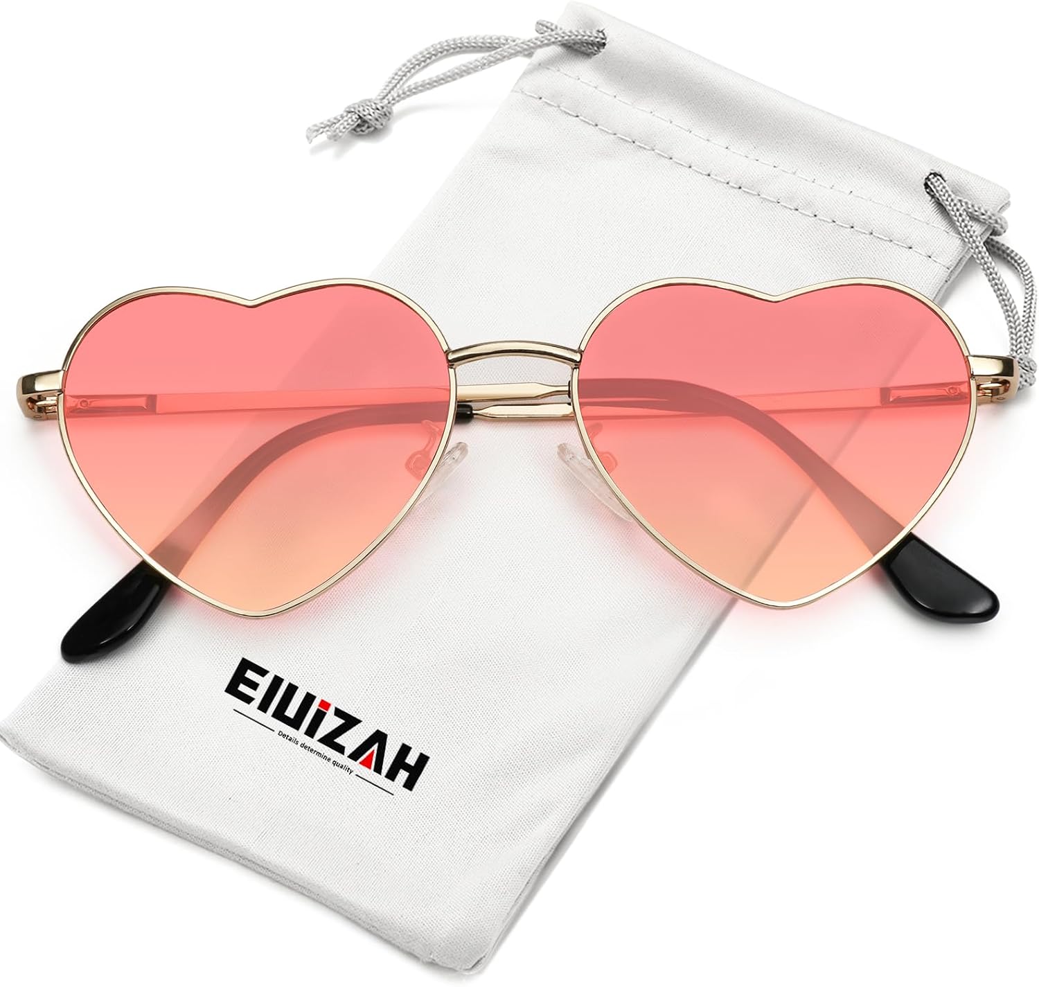 

Поляризованные солнцезащитные очки Eiuizah в форме сердца для женщин и мужчин - милые, модные солнцезащитные очки с металлической оправой и линзами с защитой UV400, A2 Gold Frame/Gradient Pink Lenses