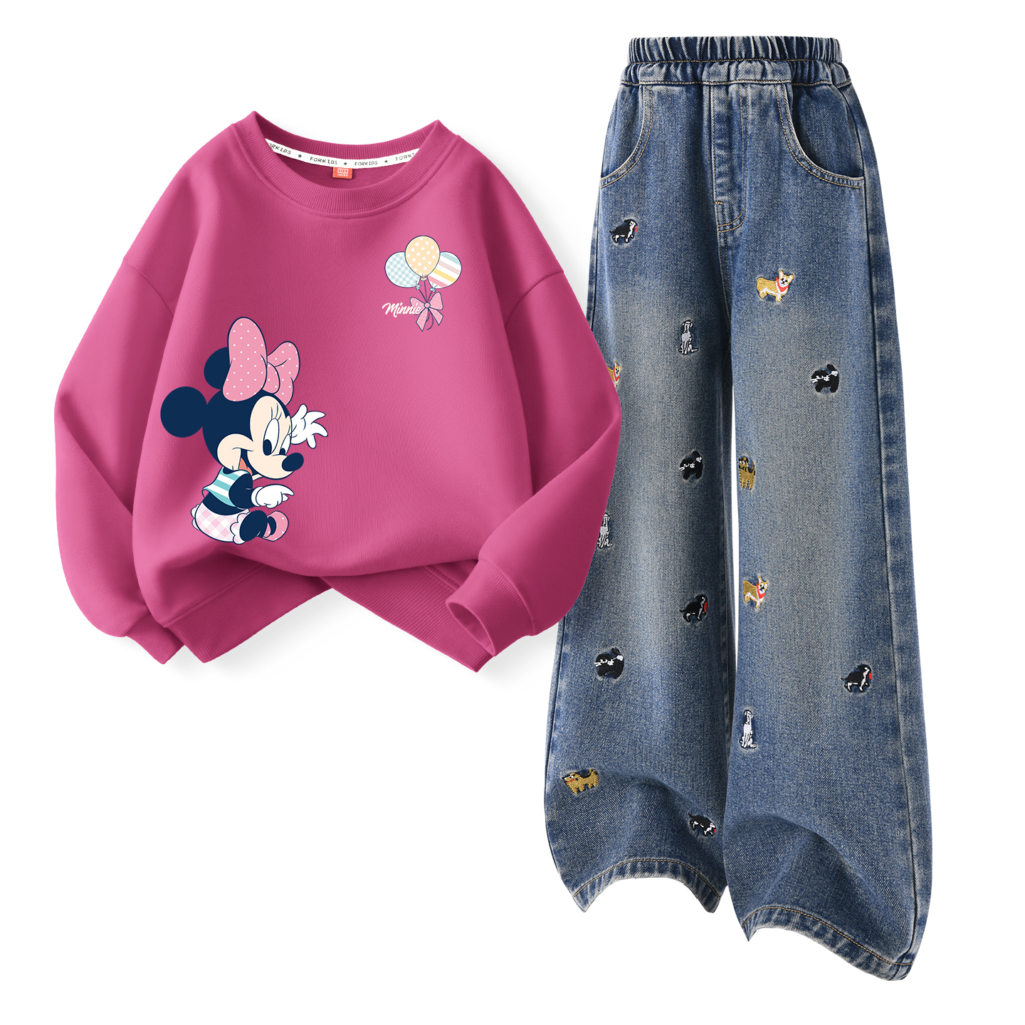 

Детская повседневная спортивная одежда Disney, Dile Play Berry Red+Solid Color Denim Blue