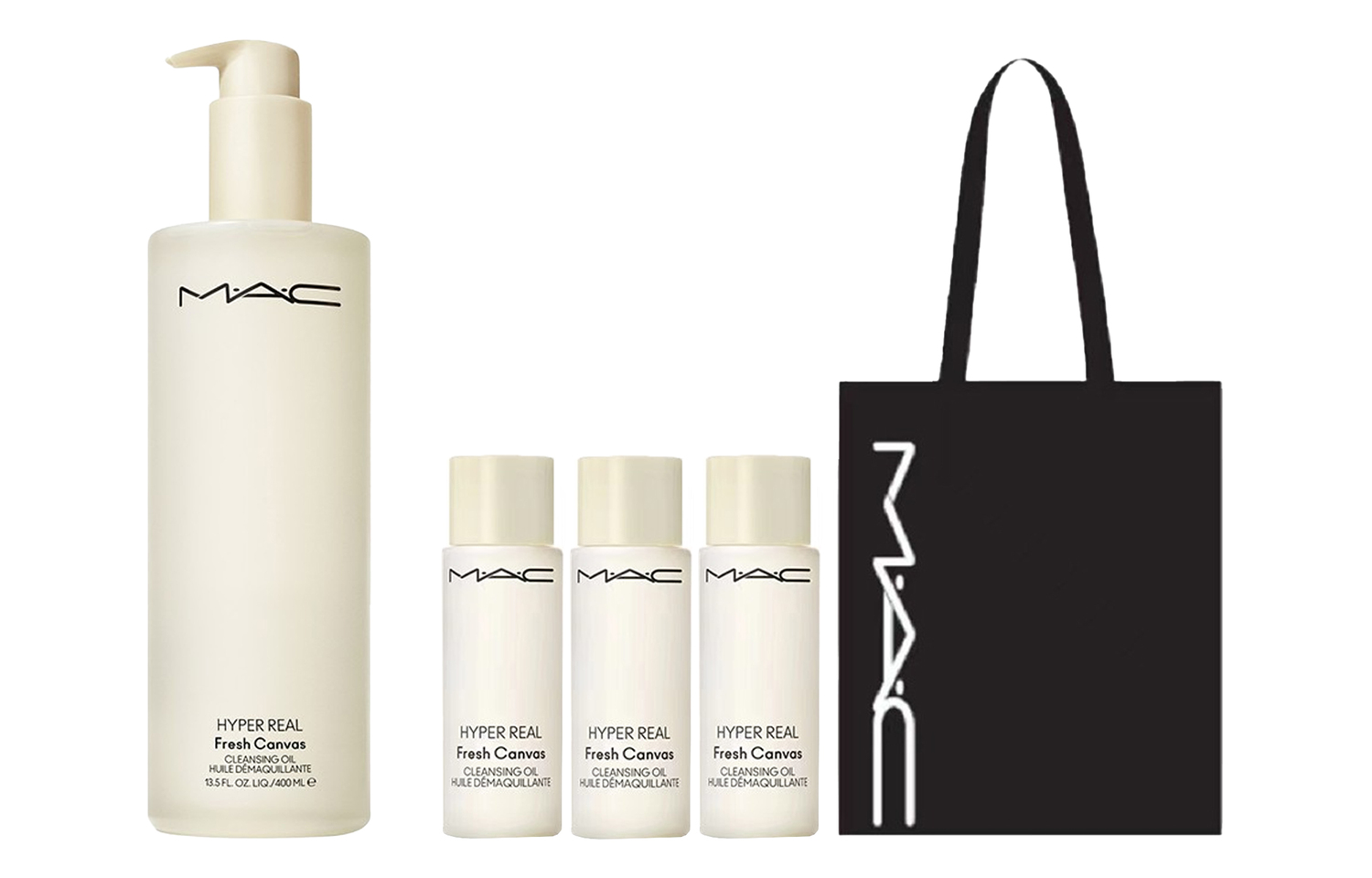 

Набор для ухода за кожей очищающее масло clear revitalizing увлажняющее 400мл+100мл*3+холщовая сумка для покупок MAC