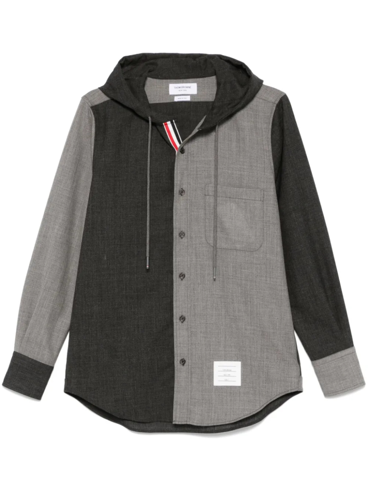 

Thom Browne рубашка с капюшоном и полосками RWB, серый