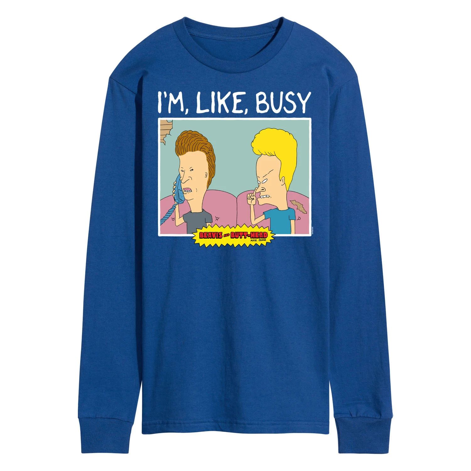 

Мужская футболка Beavis And Butthead I'm Like Busy с длинными рукавами Licensed Character