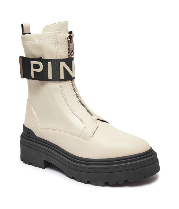 Ботильоны кожаные на платформе mia 13 Pinko, экрю