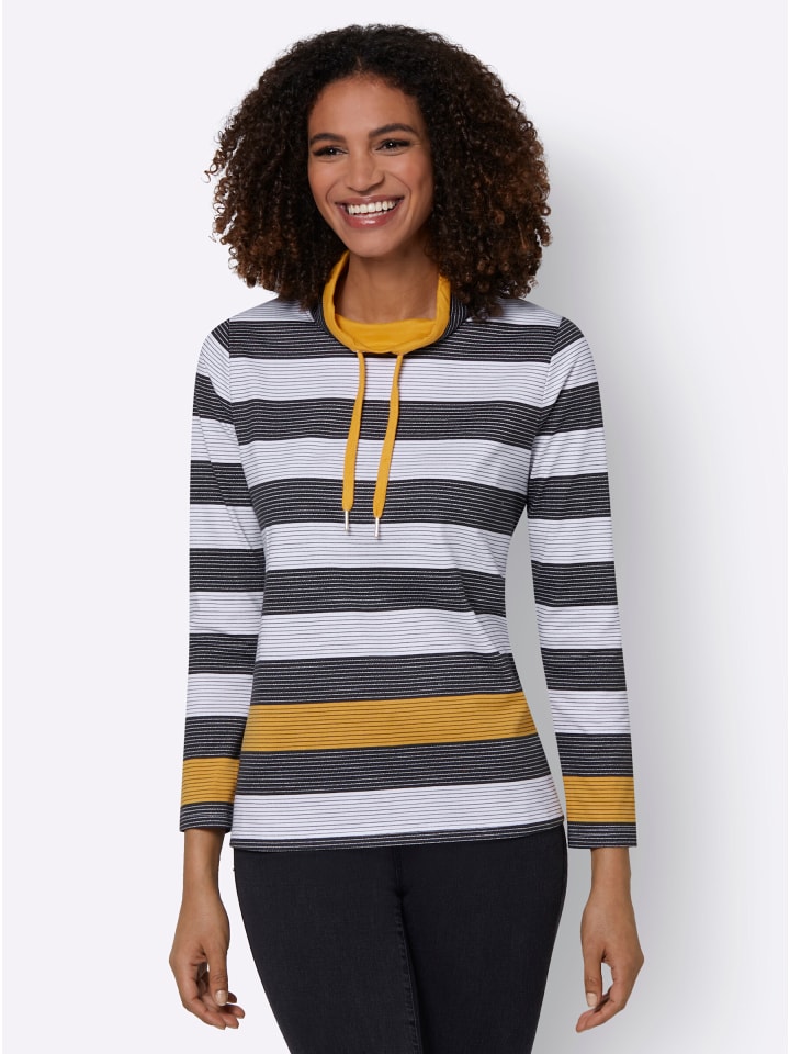 

Рубашка с воротником-стойкой в охристо-черную полоску WITT WEIDEN