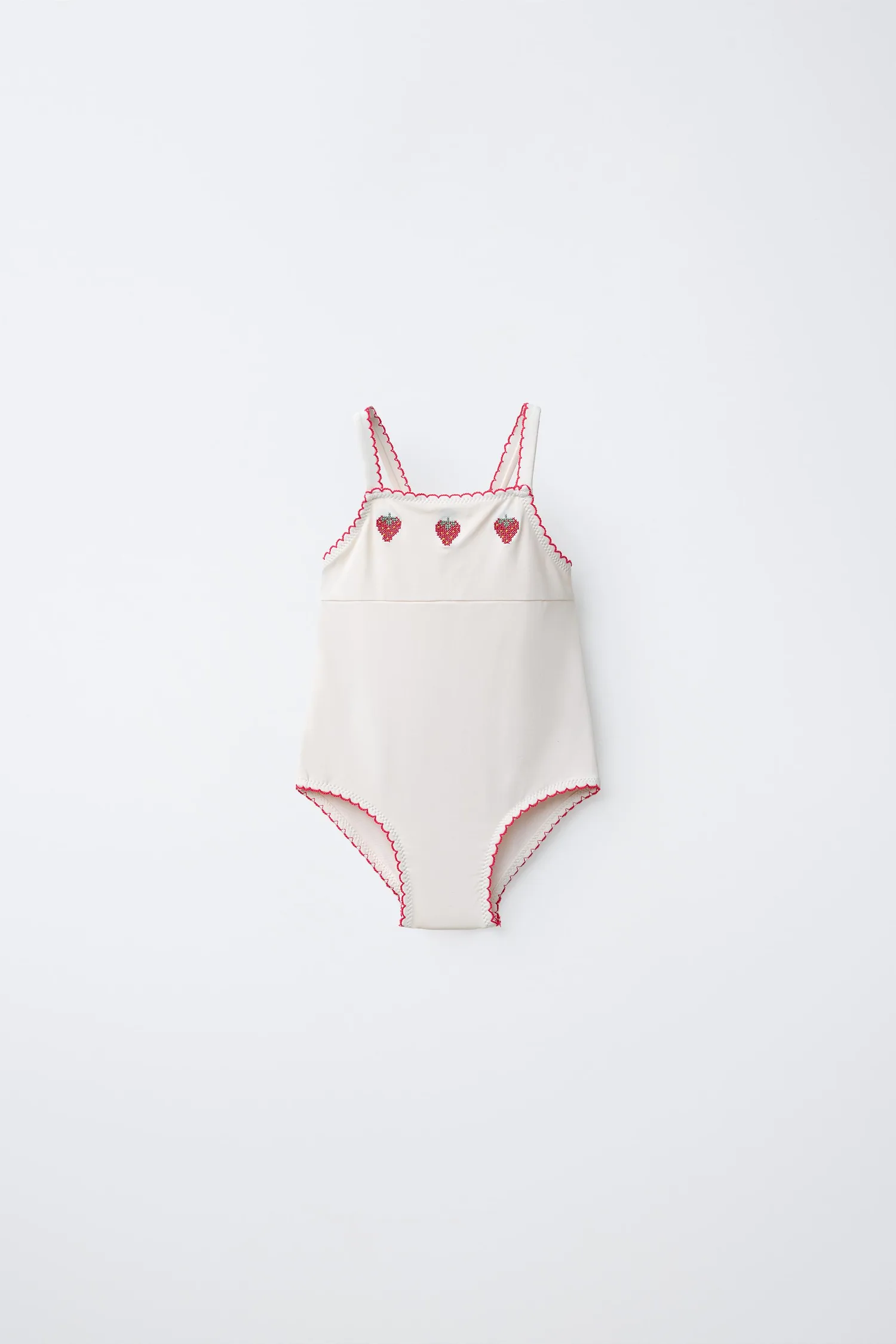 1-6 лет / купальник с вышивкой в виде клубники Zara, экрю