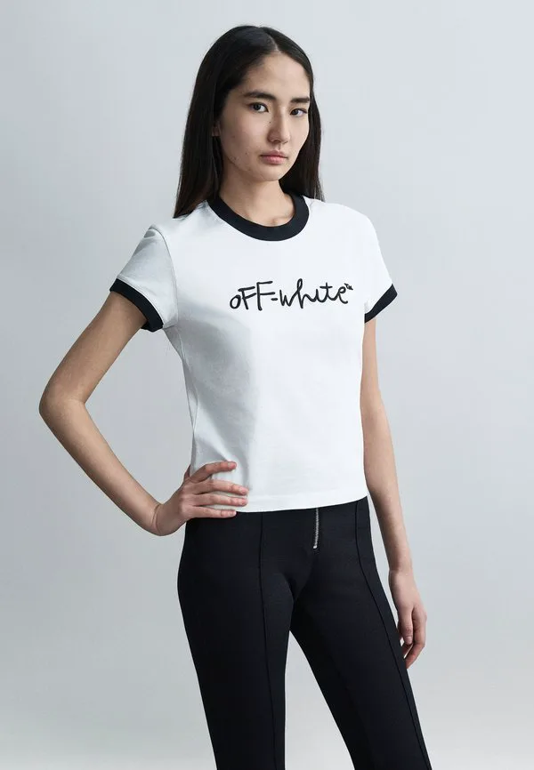 

Футболка с принтом в виде надписи, приталенного силуэта. Off-White, White, Белый, Футболка с принтом в виде надписи, приталенного силуэта. Off-White, White