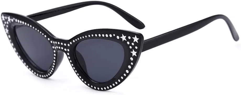 

Солнцезащитные очки Wooeo «кошачий глаз» со стразами, женские, черные, большие, с бриллиантами, винтажные, мужские, блестящие, для вечеринок Woeoe, White