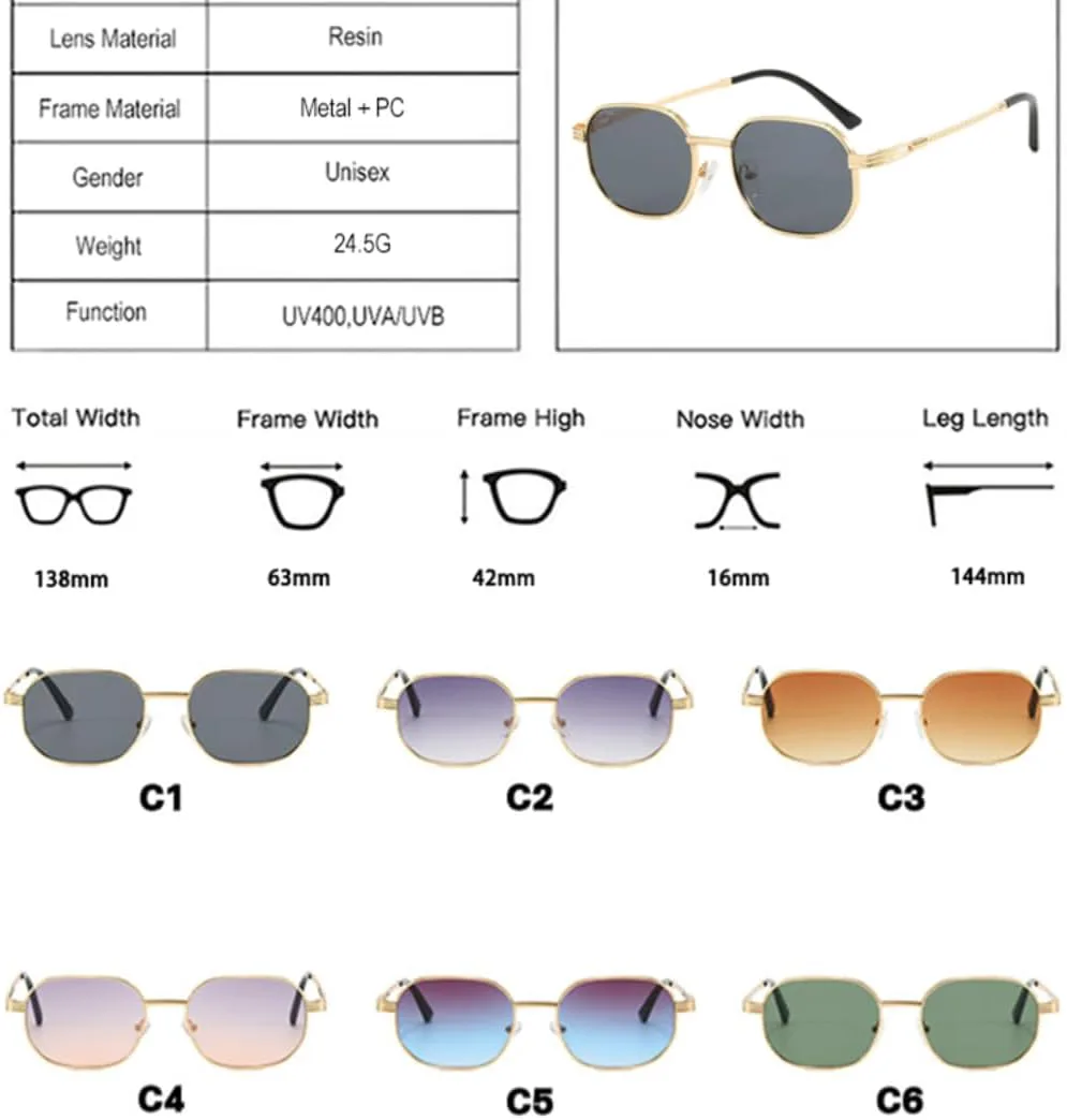 

Ретро-солнцезащитные очки в маленькой металлической оправе для женщин и мужчин, с градиентными линзами UV400, в стиле панк (золотисто-серый) TVTBBVV, Golden Gray