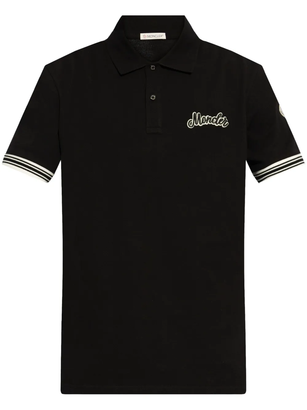 

Рубашка поло с вышитым логотипом MONCLER, черный