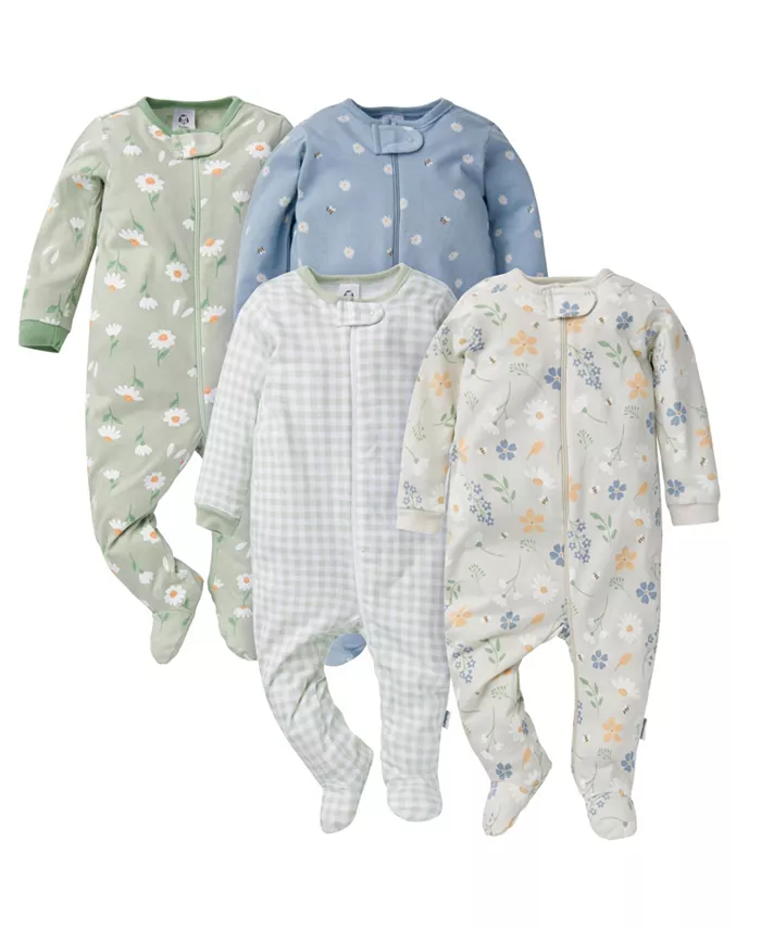 

Комплект из 4 пижам для девочек, леопард, размер Newborn Gerber, белый