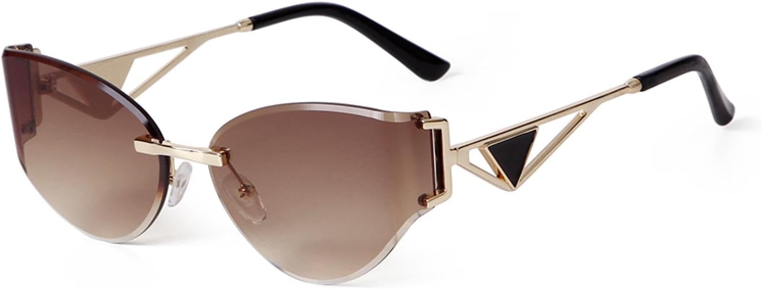 

Модные роскошные солнцезащитные очки без оправы с изогнутыми линзами, металлические треугольные декоративные солнцезащитные очки, известные модели, защита от УФ-излучения TKKTLLT, C3