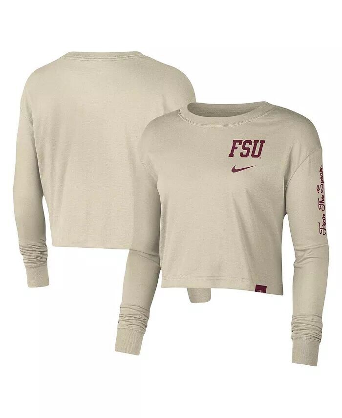 

Женский кремовый укороченный топ с длинными рукавами и надписью Florida State Seminoles Varsity Nike