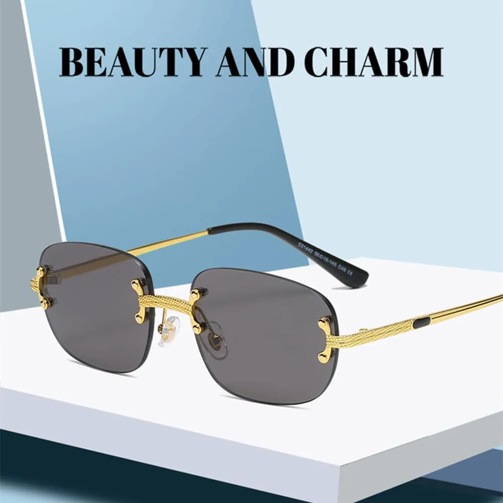 

Популярные маленькие прямоугольные солнцезащитные очки в стиле ретро, ​​без оправы, с зеркальным покрытием, защита от УФ-излучения UV400 MUTYNE, Grey Gradient