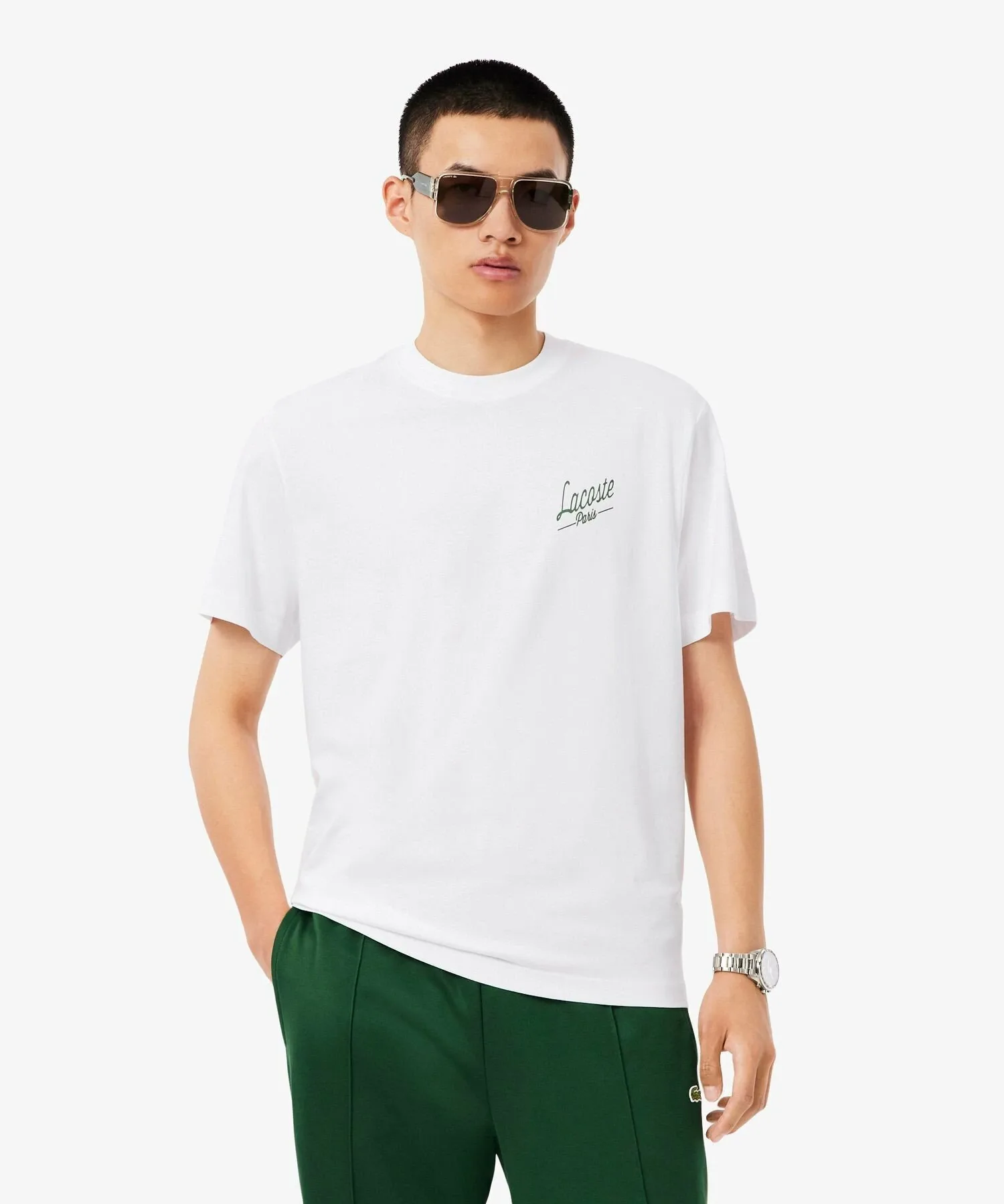 Футболка LACOSTE Paris с принтом на спине, White