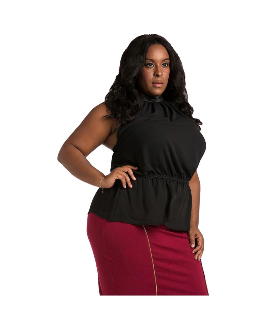 

Топ-халтер большого размера на пуговицах сзади Poetic Justice, Black