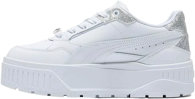 Детские кроссовки PUMA для девочек Karmen II Idol с шнуровкой - белые, белый/серебристый — фото 2